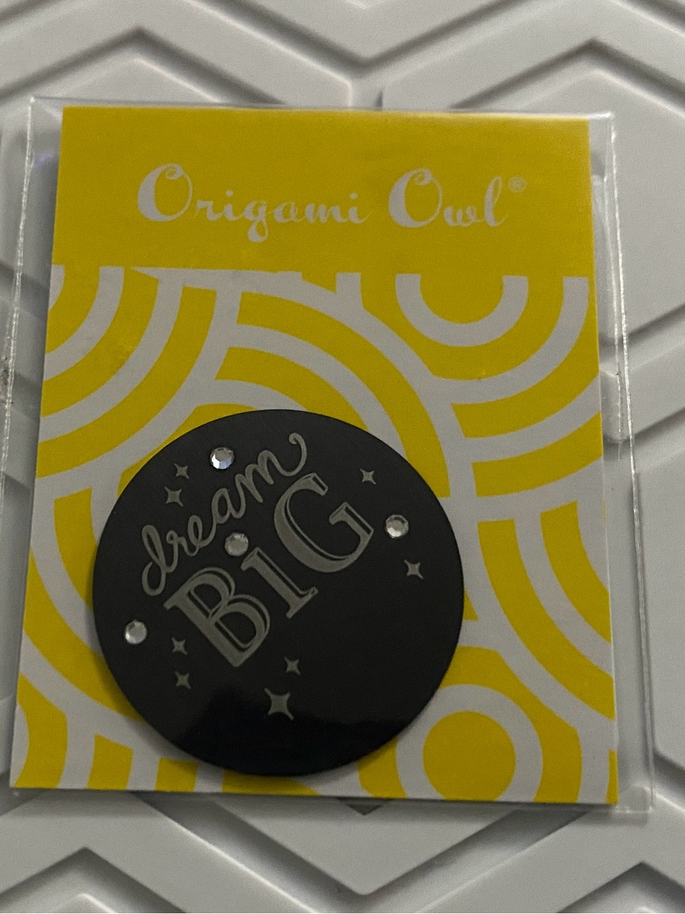 Origami Owl Large Black "Dream Big" Faceplate
